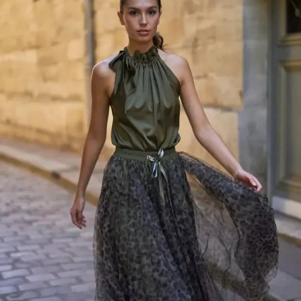 Chocklate Paris Green Leopard Tulle Skirt - (Medium Size)- NWT - ONLY ONE LEFT